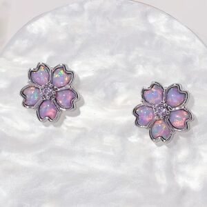 Pink Opal-esque & Purple Crystal Earrings